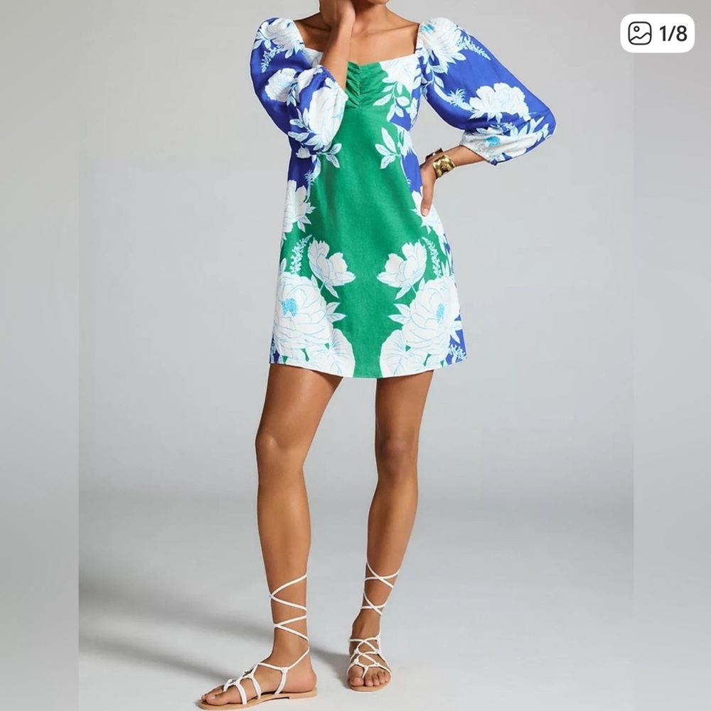 FARM Rio Blue and Green Floral Dress